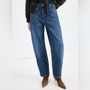 MANGO High Waist Barrel Blue Jeans